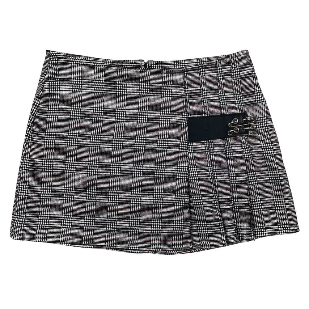 Y2K Serious Los Angeles Plaid Houndstooth Mini Skirt Small Vintage LA Clothing